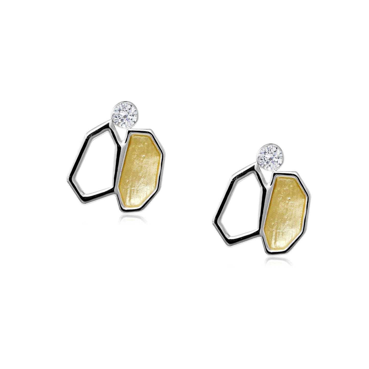 Two Tone Honeycomb Post Earring