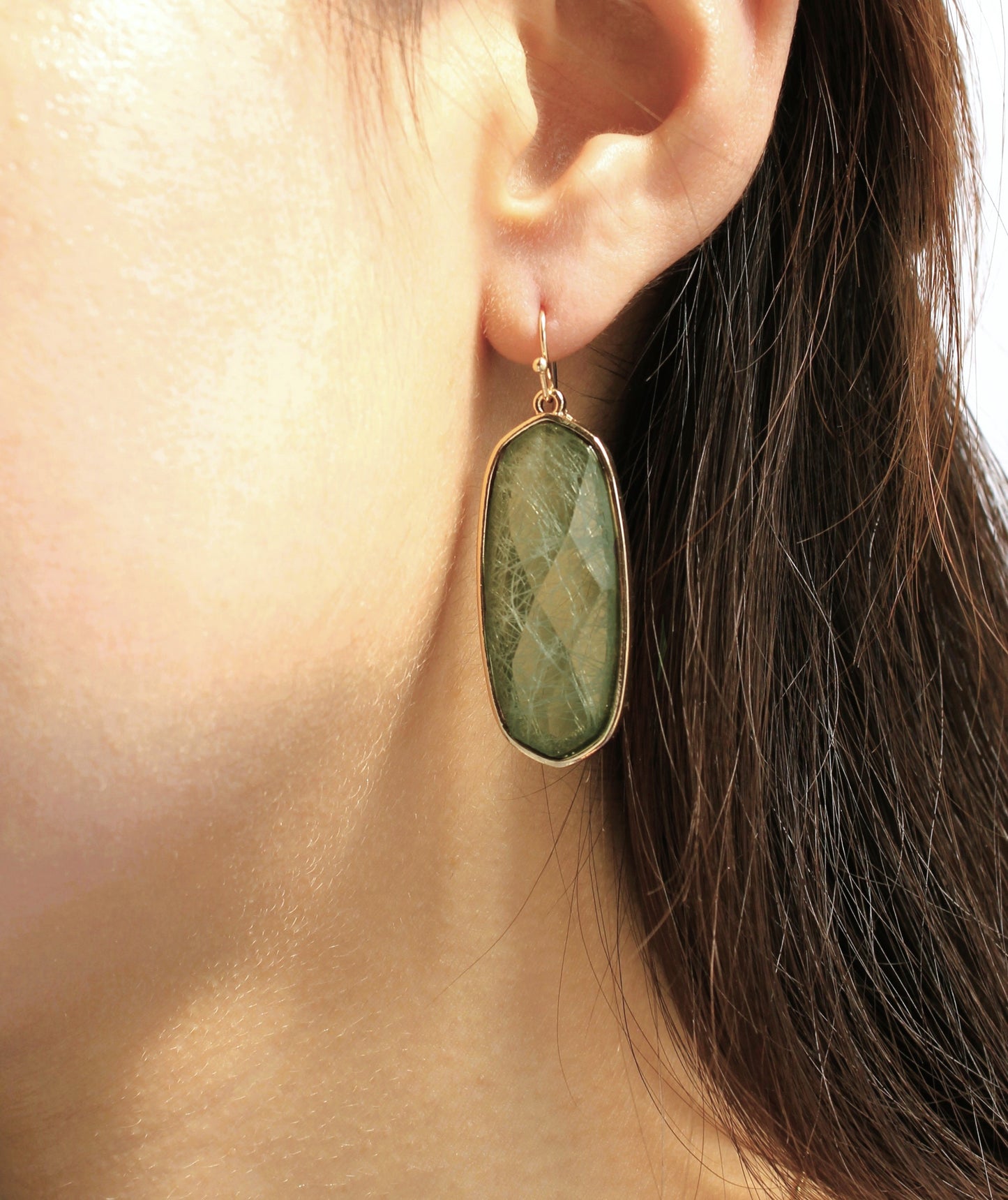 Oval Gem Cut Earrings